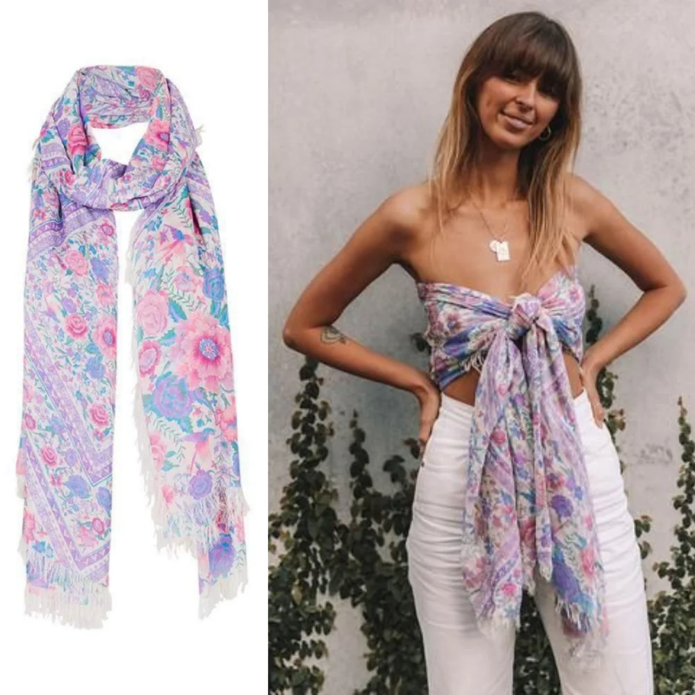 New spell designs babushka vintage travel scarf one size lavender lilac purple
